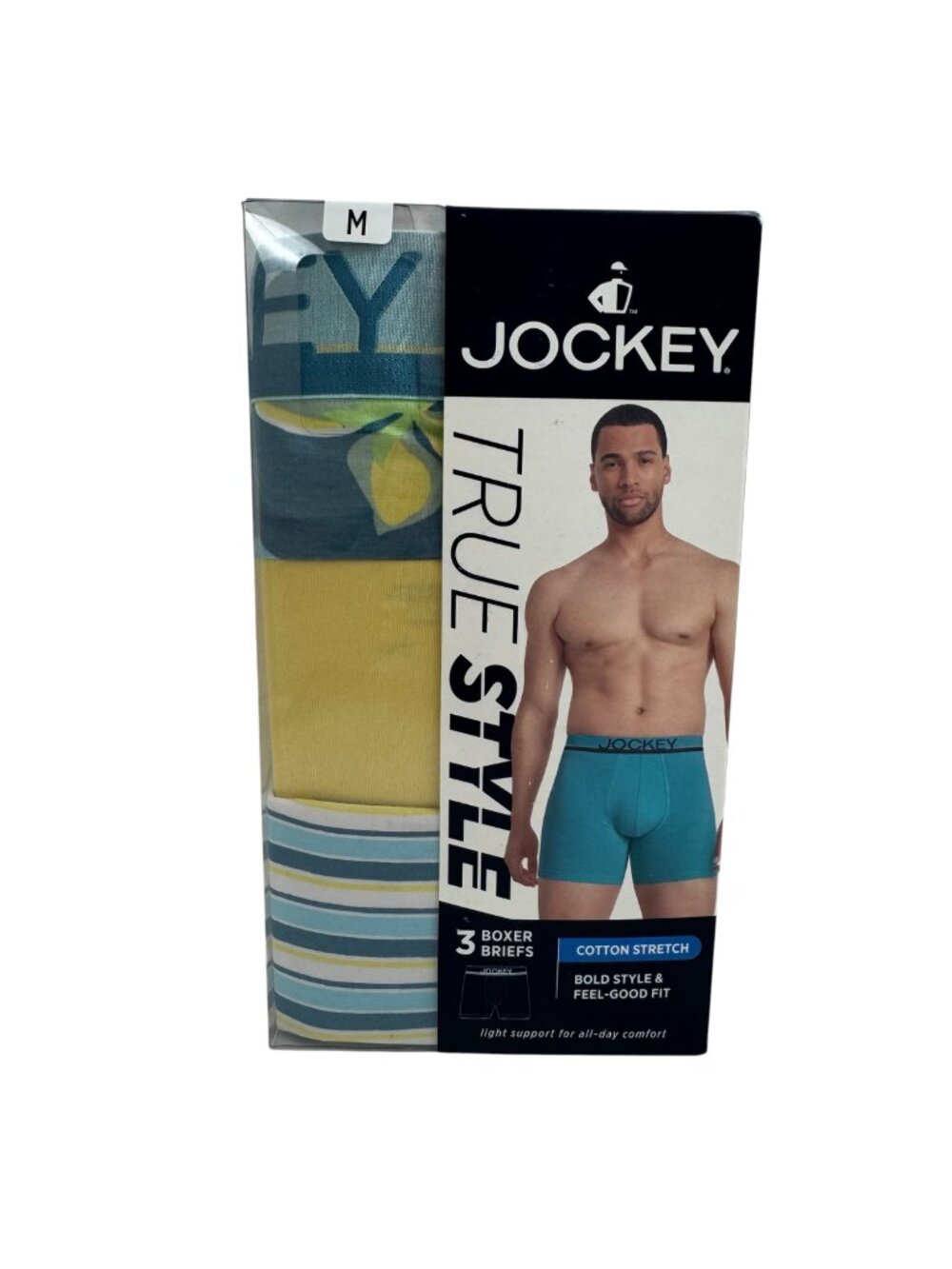 Jockey NEW True Style 3 Pack Boxer Briefs M Colorful Breathable Cotton Bold Fun